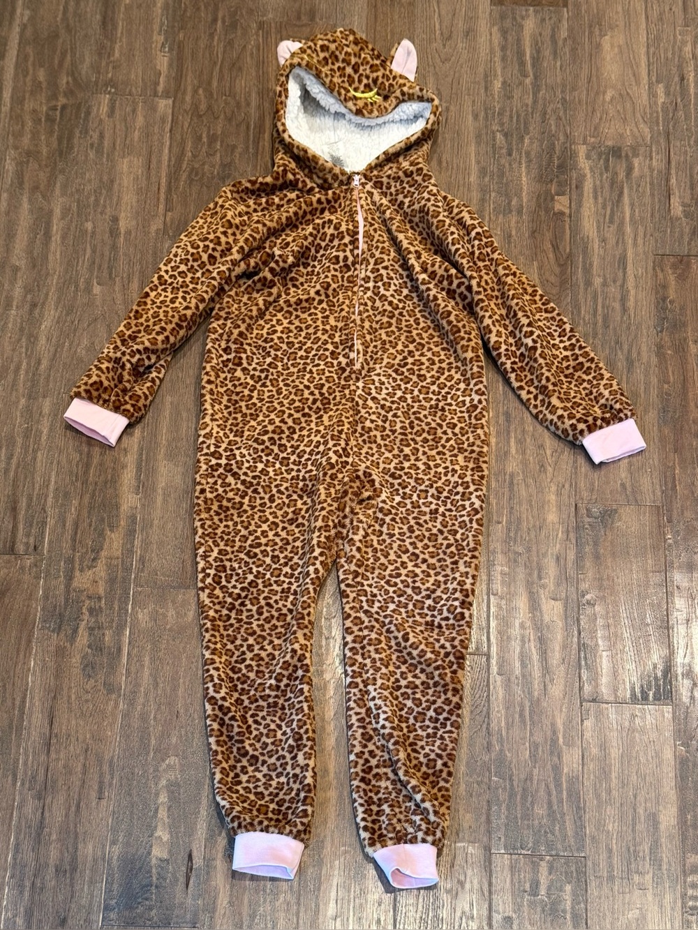 Girls size XL (14/16) fleece cat pajama onesie